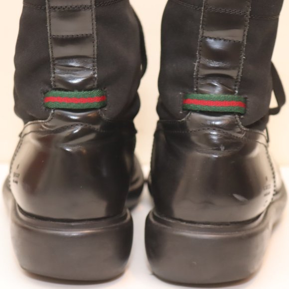 GUCCI Black Leather Combat Boots size 10D main image 6